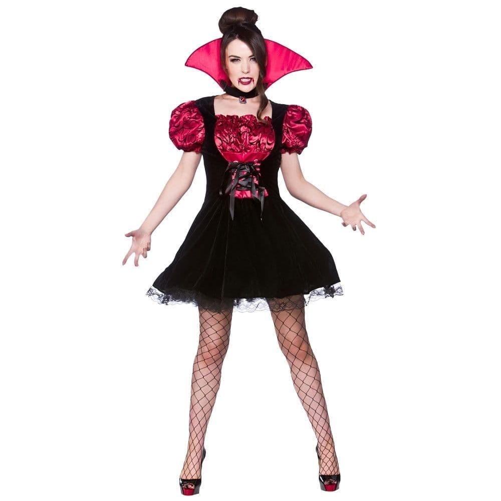 Costume Carnevale Donna Da Vampiro Di Halloween Per Adulto Vestito Vampiressa M
